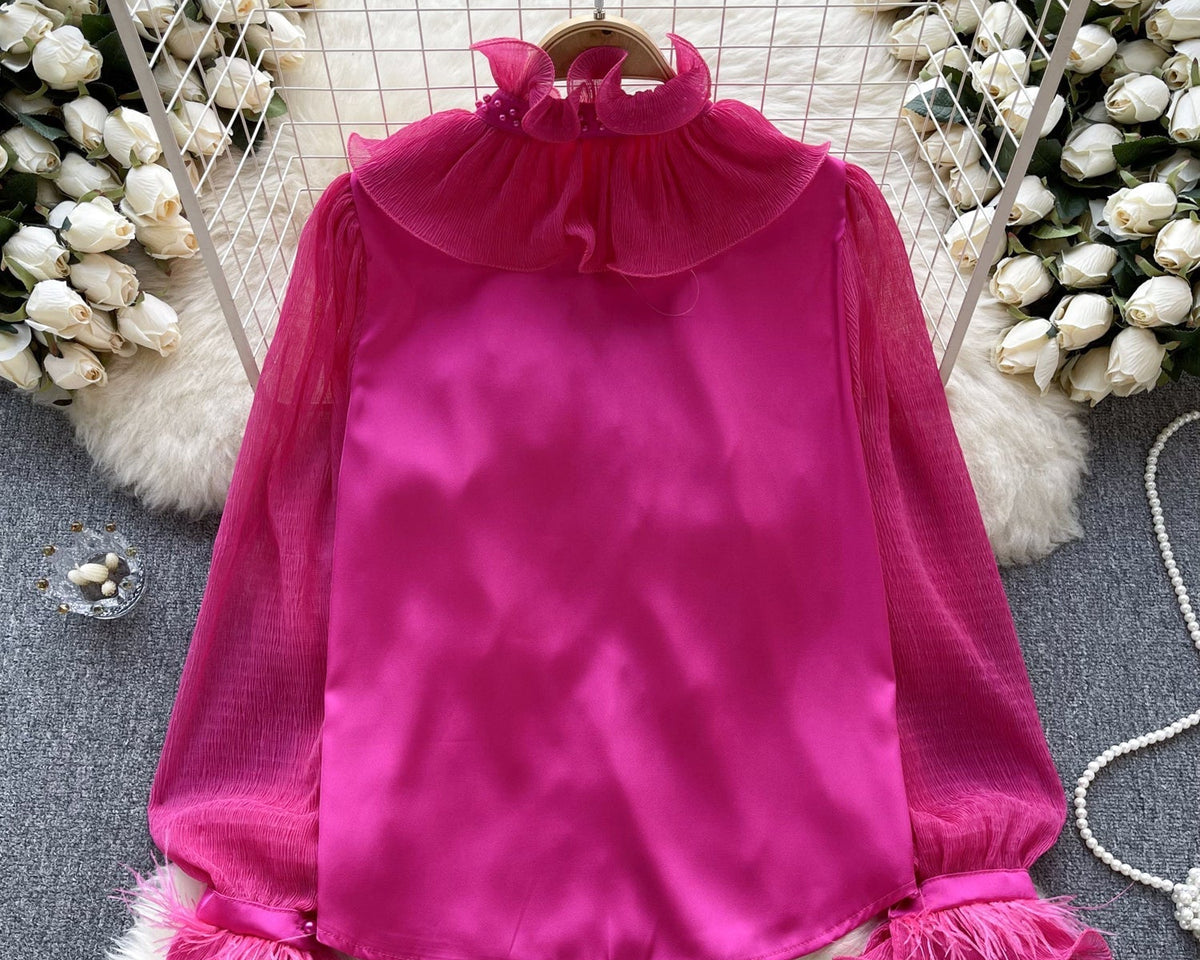 Fransız Tarzı Fırfırlı Şifon Gömlek