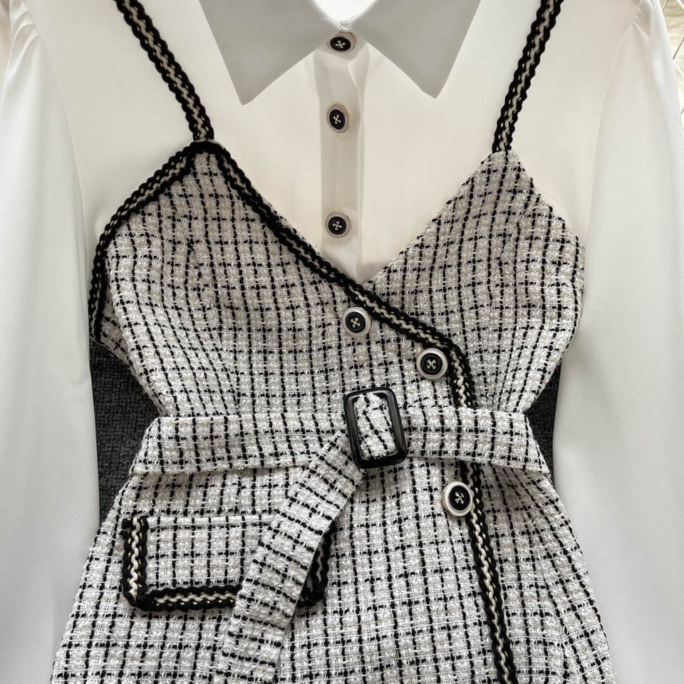 Çizgili Panelli Uzun Kollu Gömlek