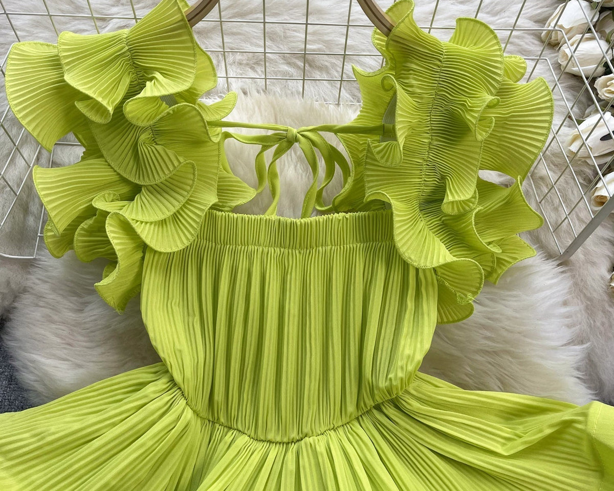 Düzensiz Tasarım Bağcıklı Volanlı Üst