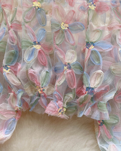 Peri 3D Çiçekli Ağ Üst