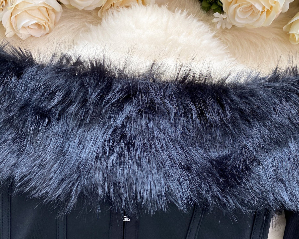 Kabarık Manşet Off-shoulder Siyah Üst