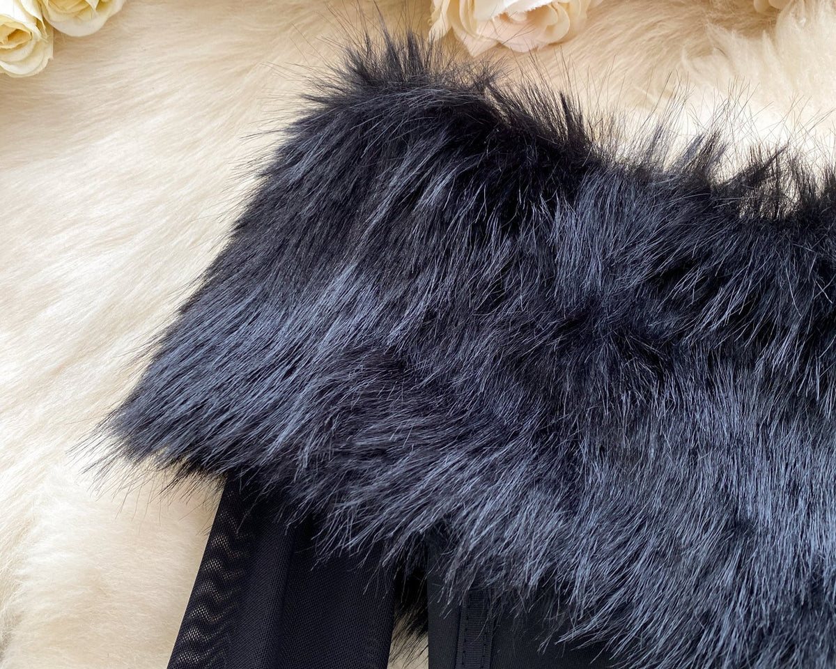 Kabarık Manşet Off-shoulder Siyah Üst