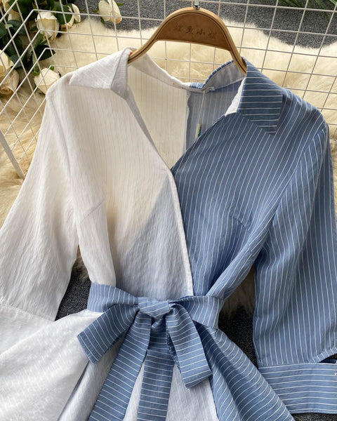 Çizgili Düzensiz Lotus Yaprağı Salıncak Dantel Üst