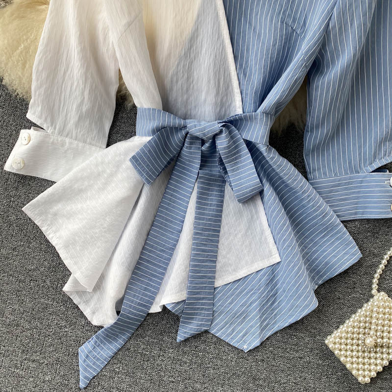 Çizgili Düzensiz Lotus Yaprağı Salıncak Dantel Üst