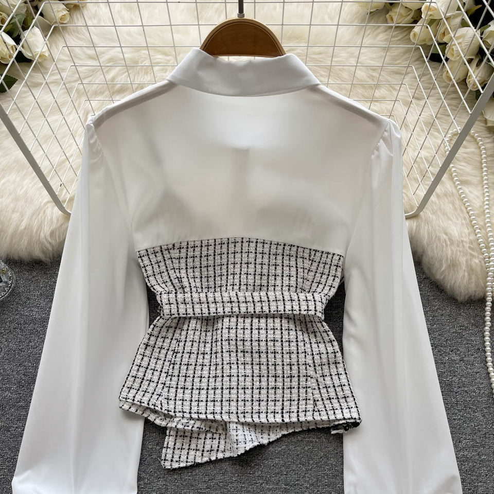 Çizgili Panelli Uzun Kollu Gömlek