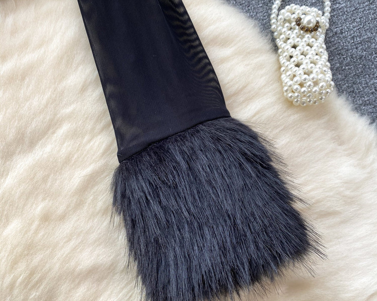 Kabarık Manşet Off-shoulder Siyah Üst