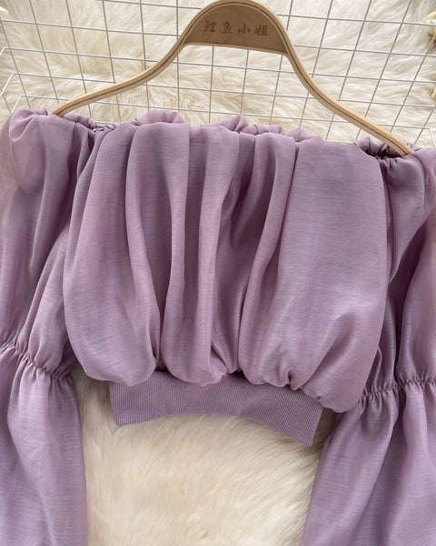 Seksiy Off-shoulder Volanlı Şifon Bluz