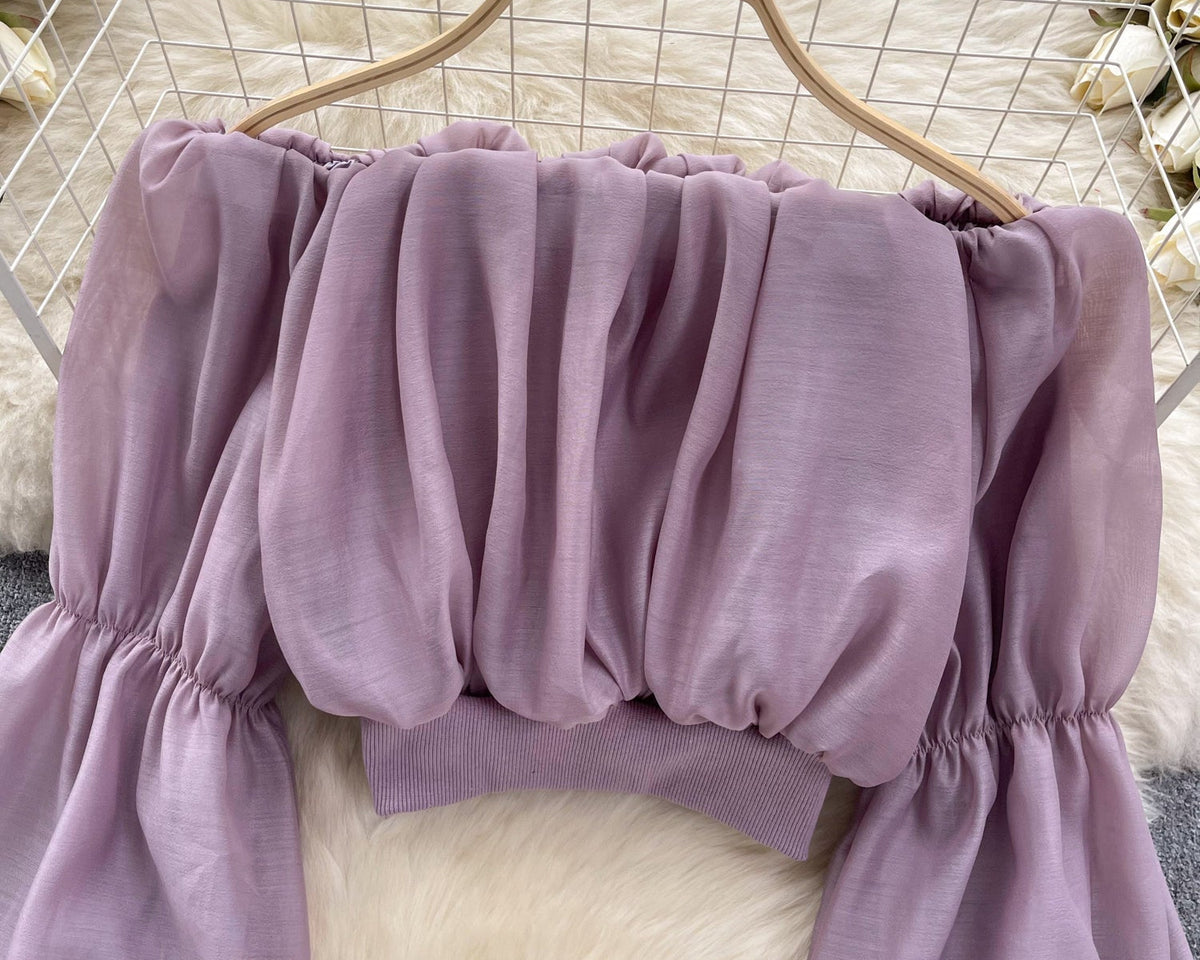 Seksiy Off-shoulder Volanlı Şifon Bluz