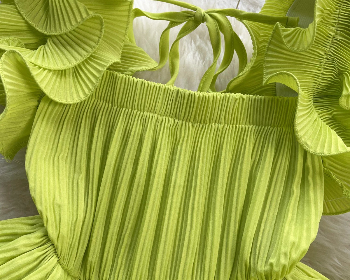 Düzensiz Tasarım Bağcıklı Volanlı Üst