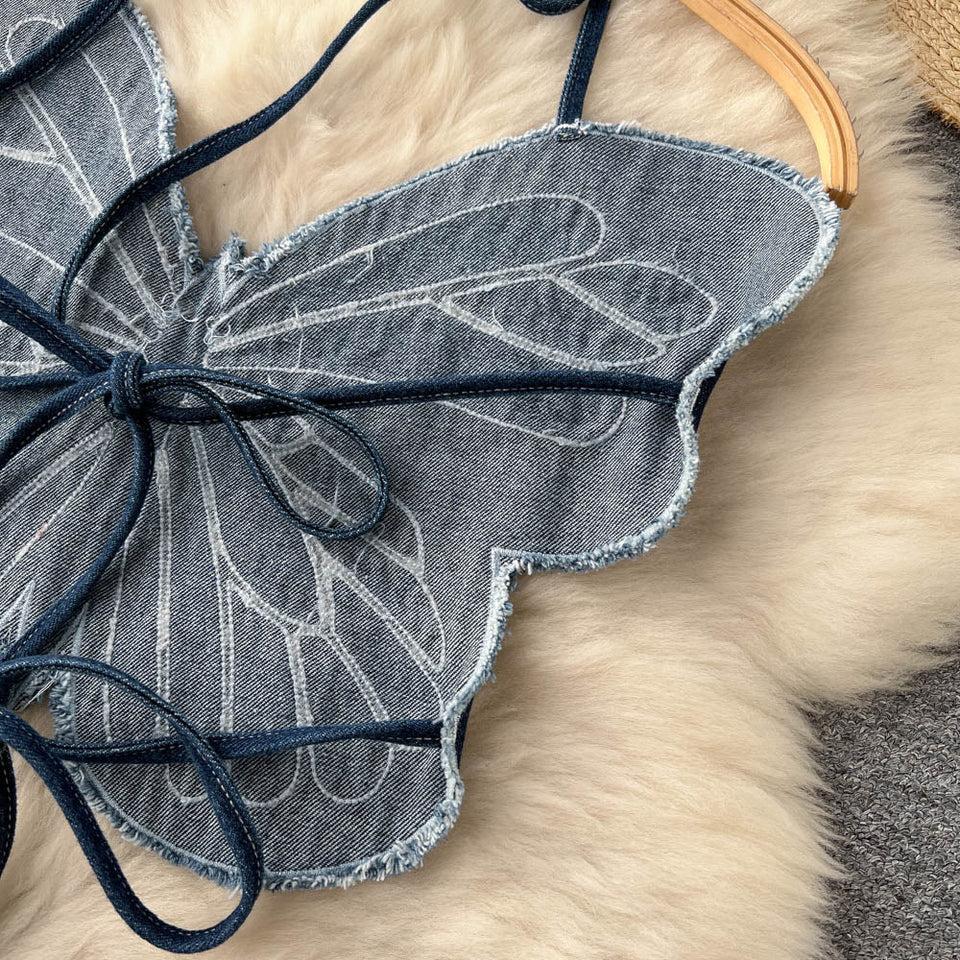 3D Kelebek Askılı Sırt Açık Üst