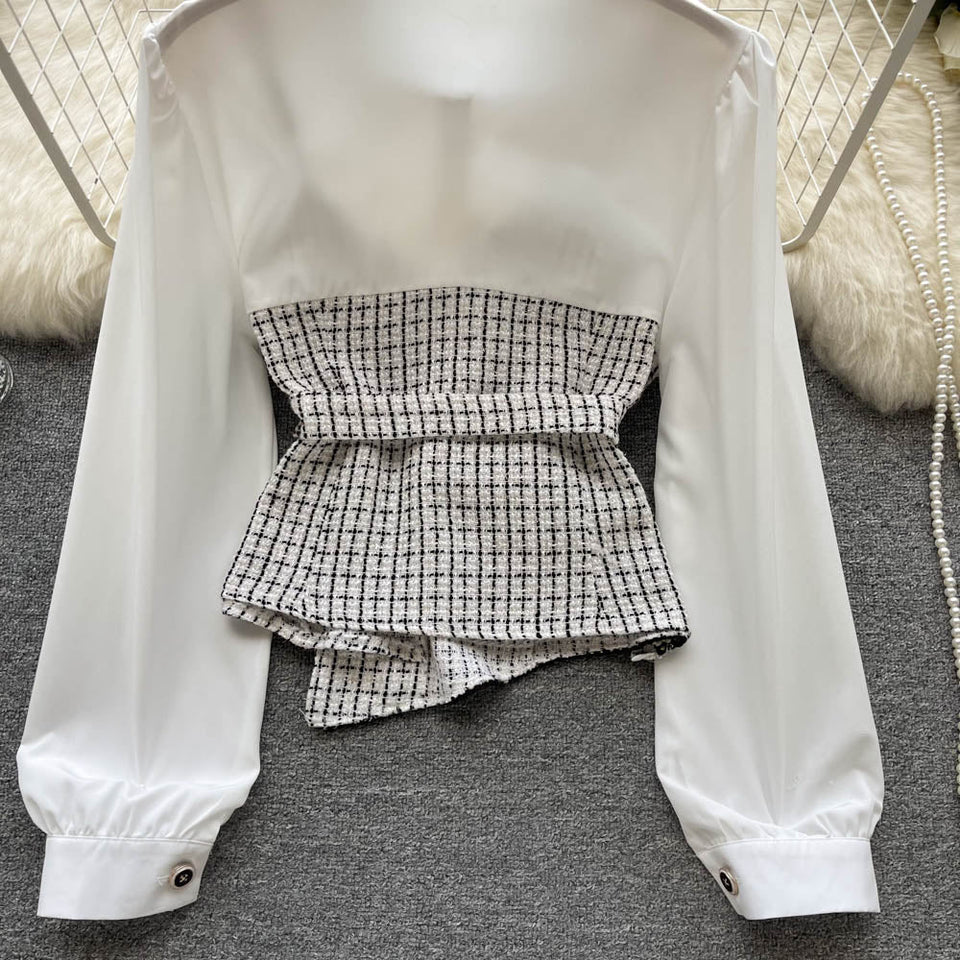 Çizgili Panelli Uzun Kollu Gömlek