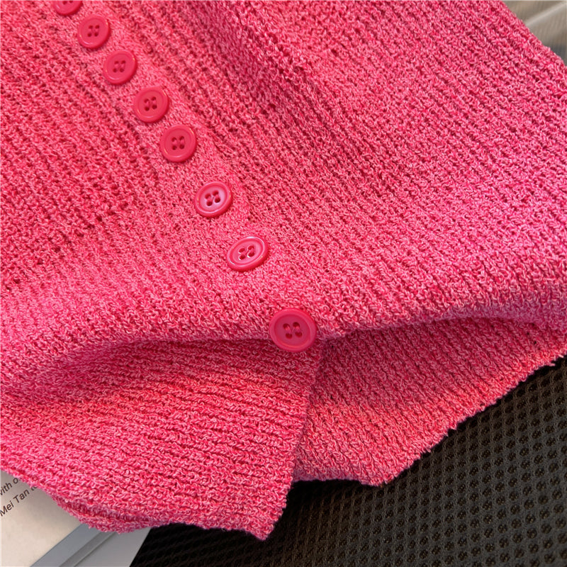 Kare Yaka Kısa Kollu Hırka