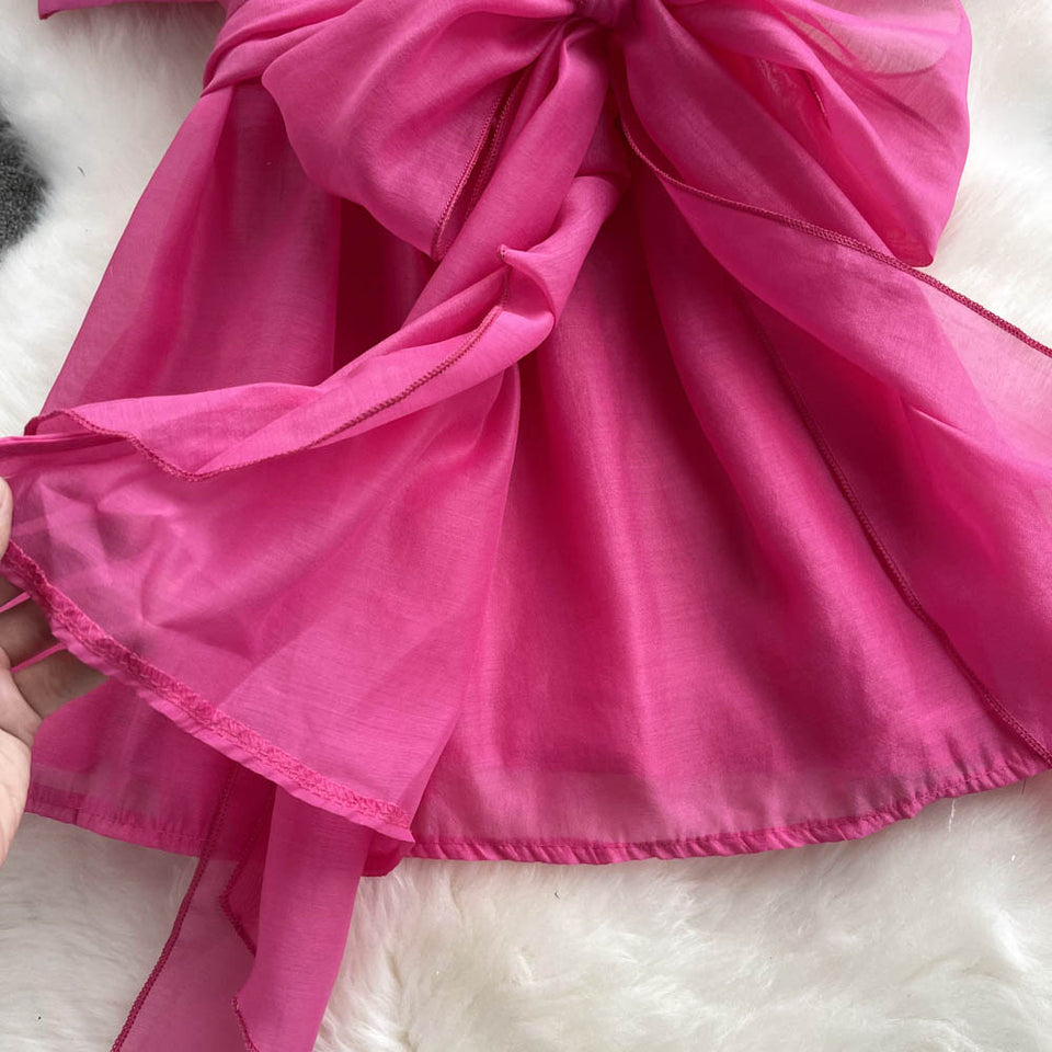 Boncuklu Papyon Detaylı  Mesh Şifon Üst