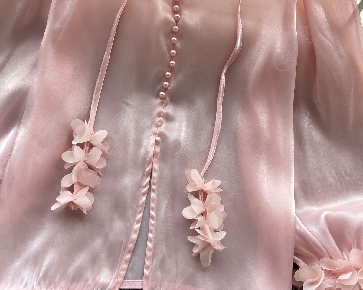 Kurumsal Dantel Saten Gömlek Ribbons ile