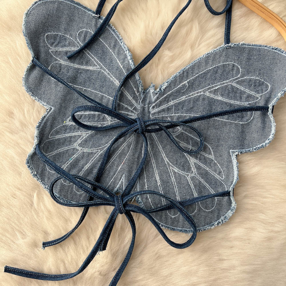 3D Kelebek Askılı Sırt Açık Üst