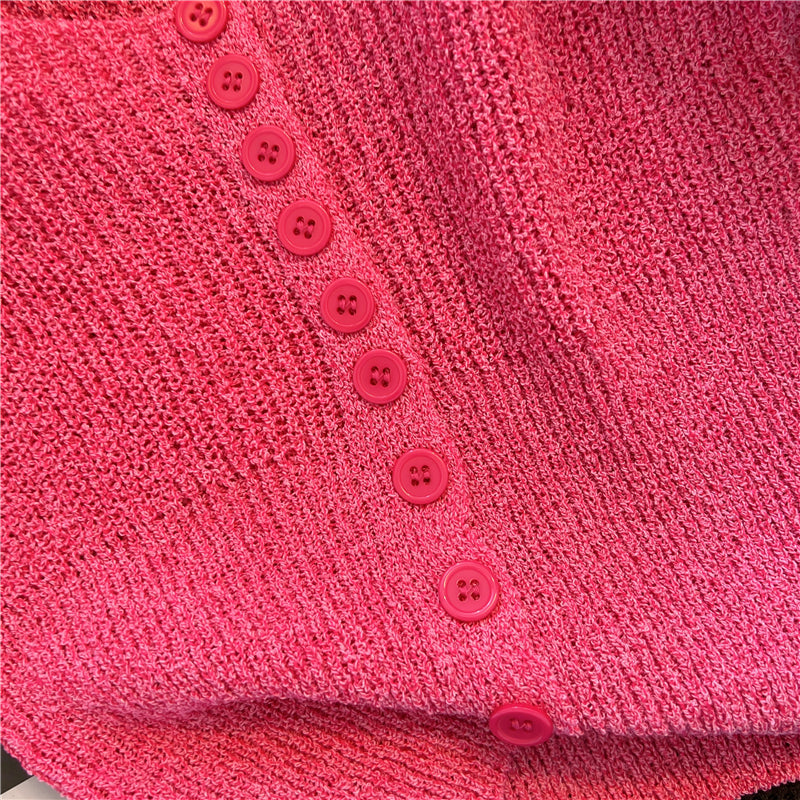 Kare Yaka Kısa Kollu Hırka