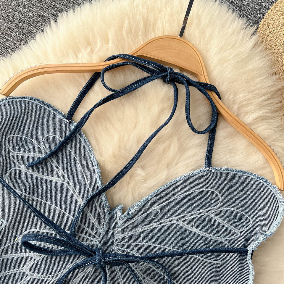 3D Kelebek Askılı Sırt Açık Üst