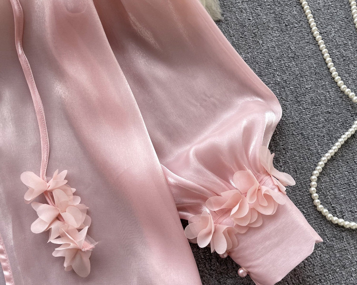 Kurumsal Dantel Saten Gömlek Ribbons ile