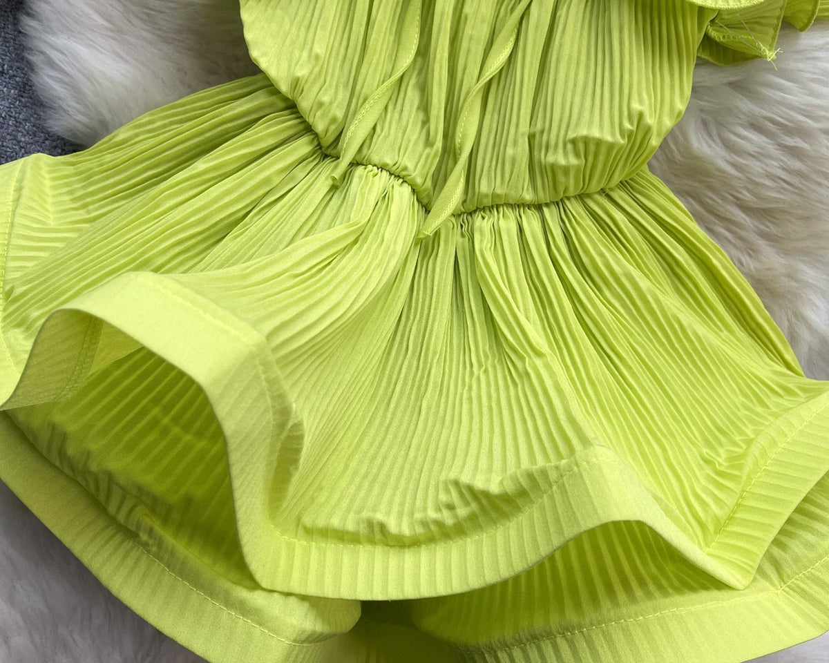 Düzensiz Tasarım Bağcıklı Volanlı Üst