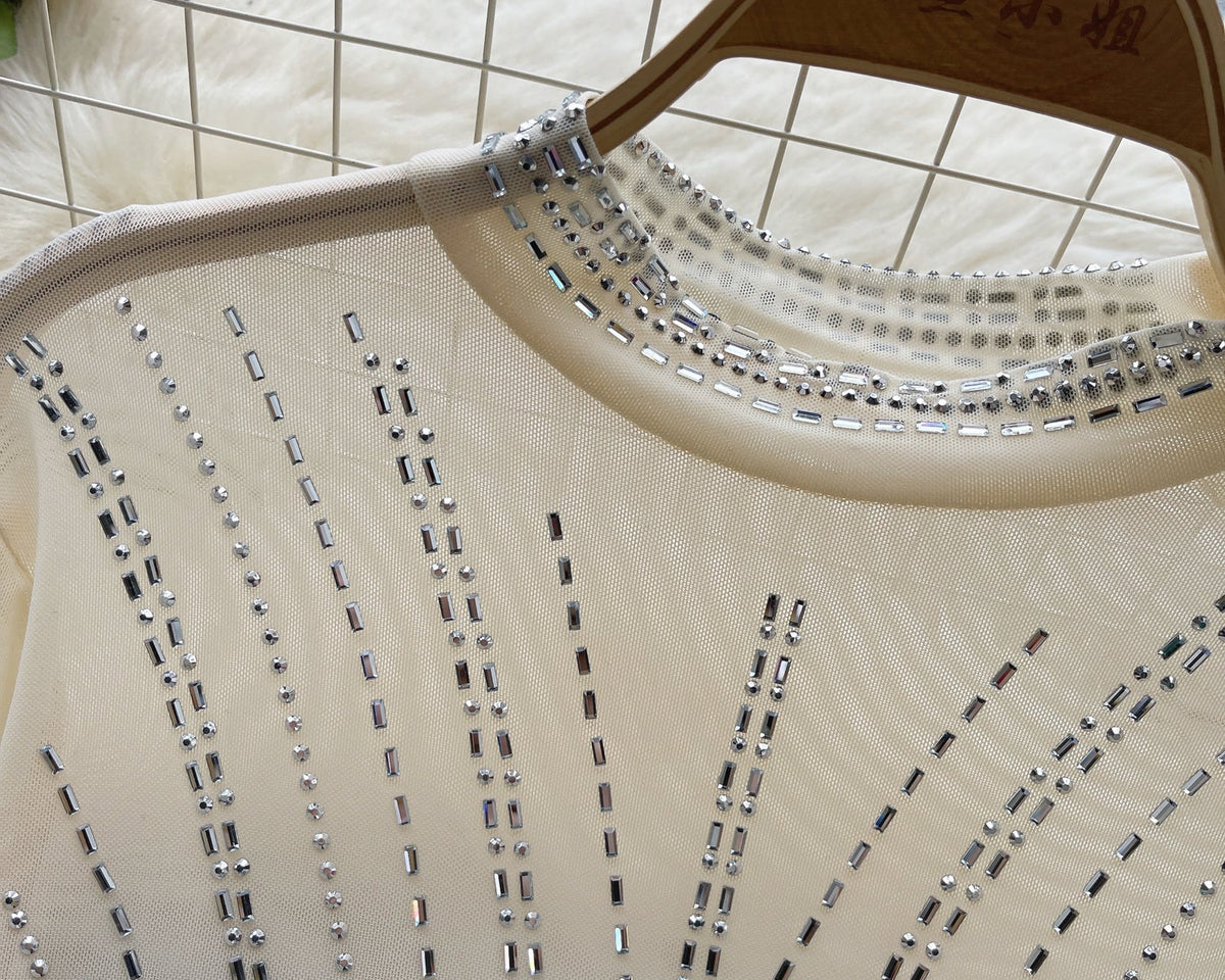 Boncuklu Şeffaf Alt Tişört