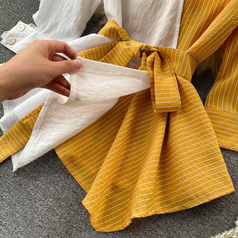 Çizgili Düzensiz Lotus Yaprağı Salıncak Dantel Üst