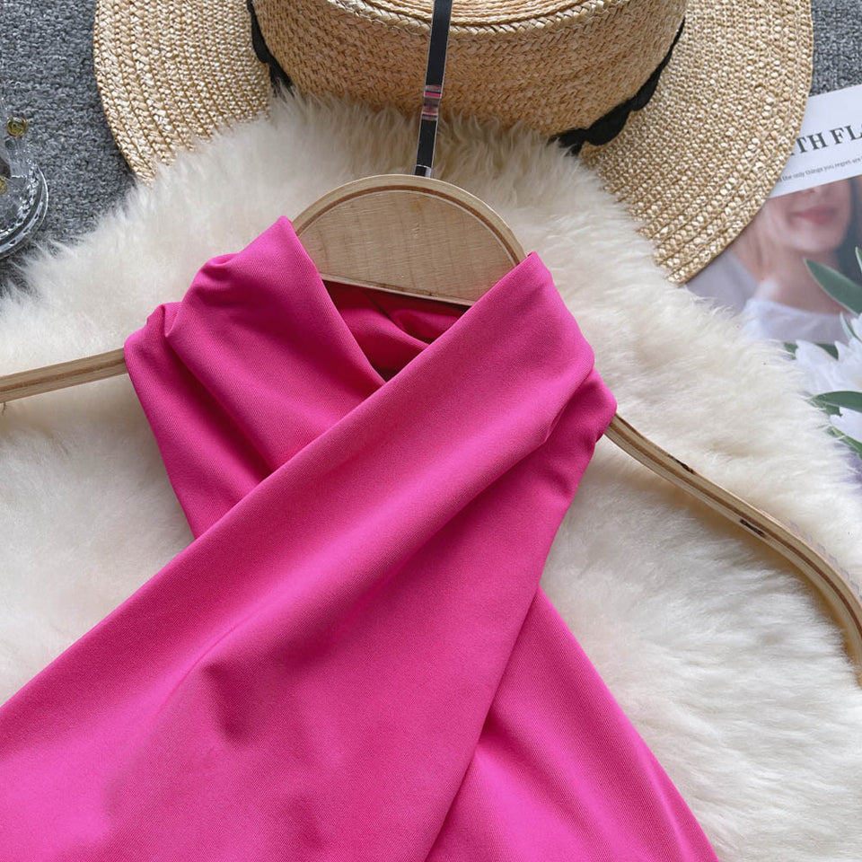 Şık Sırt Açık Çapraz Halter Üst