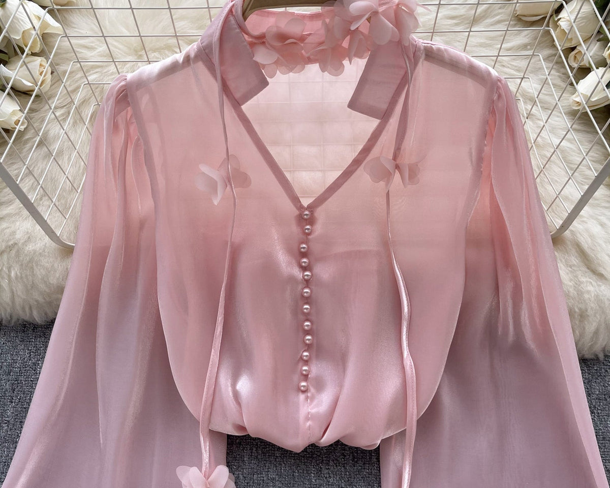 Kurumsal Dantel Saten Gömlek Ribbons ile