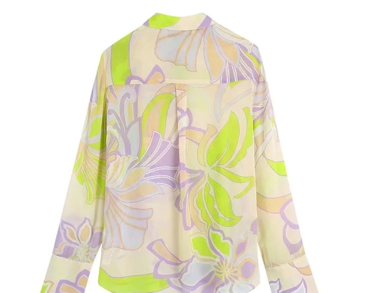 Akış Baskılı Bluz Seti