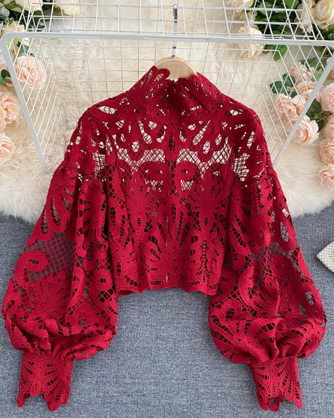 Dantel Boşluklu Sonbahar Her Şeye Uygun Bluz