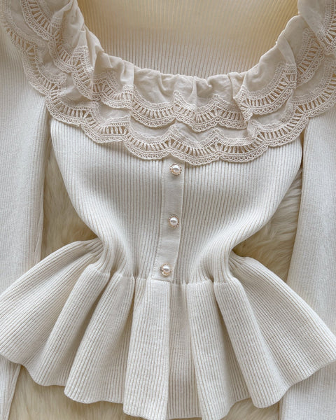 Sweetie Dantel Patchwork Volanlı Triko