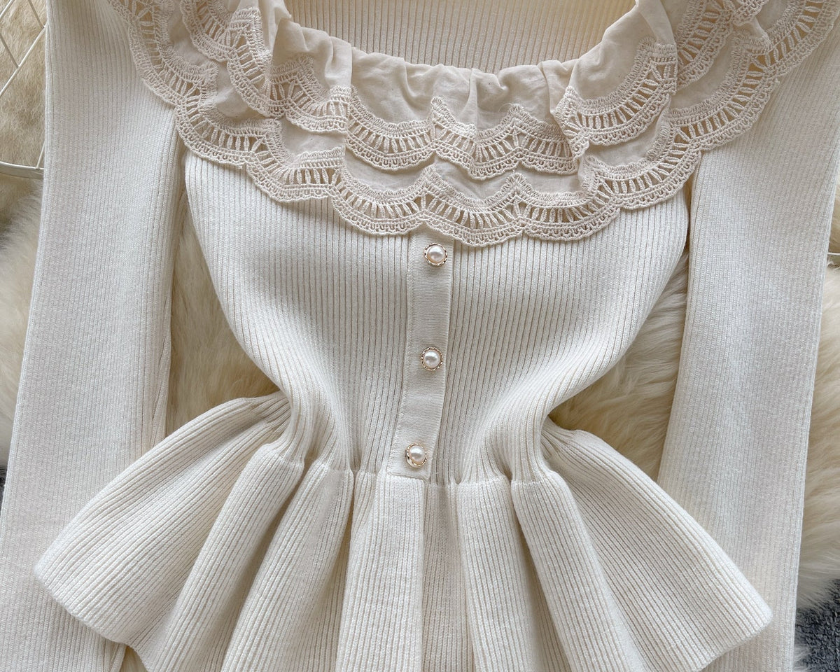 Sweetie Dantel Patchwork Volanlı Triko