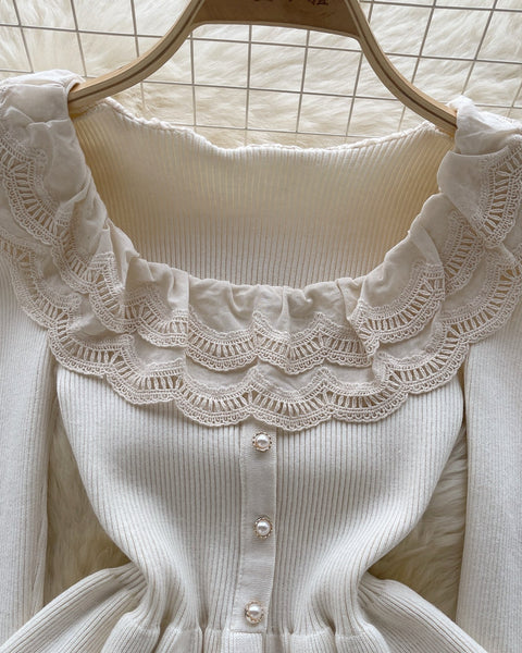 Sweetie Dantel Patchwork Volanlı Triko