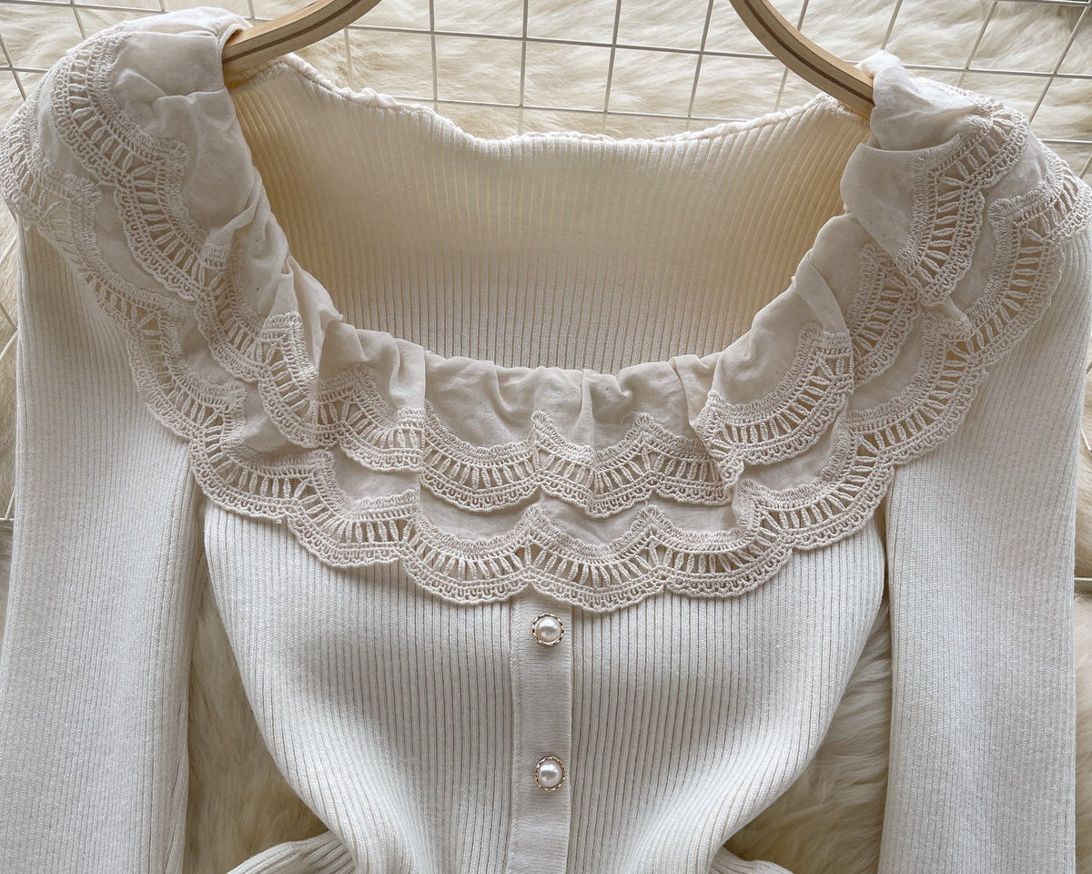 Sweetie Dantel Patchwork Volanlı Triko