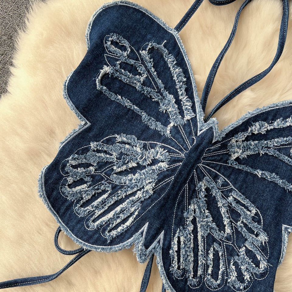 3D Kelebek Askılı Sırt Açık Üst