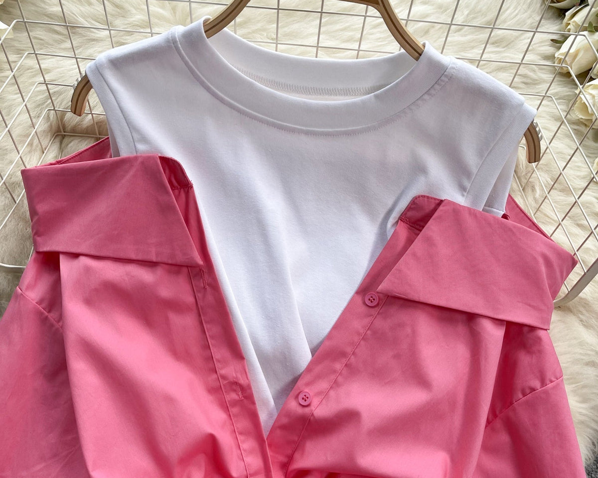 Niş Yapay İki Parça Patchwork Üst