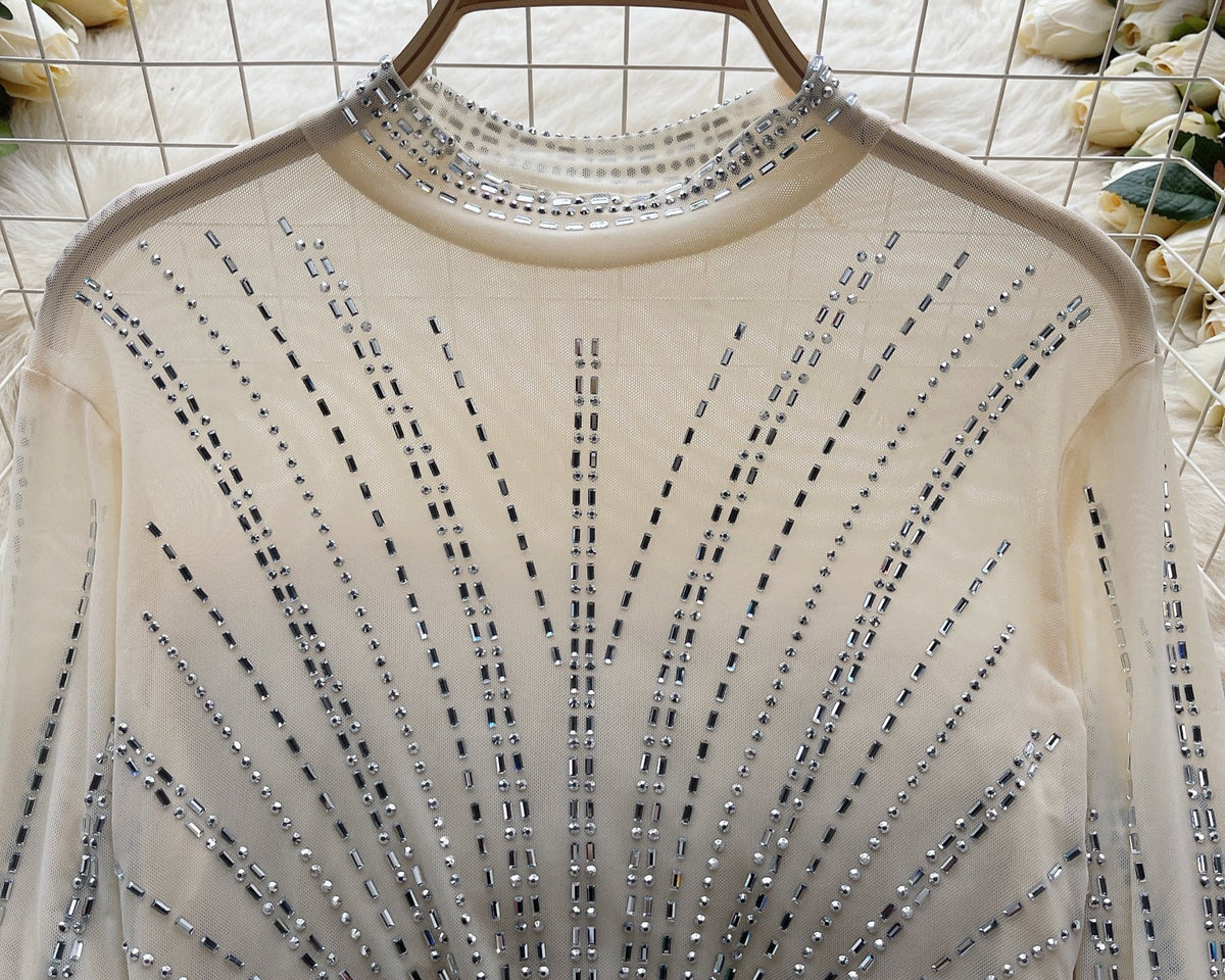 Boncuklu Şeffaf Alt Tişört