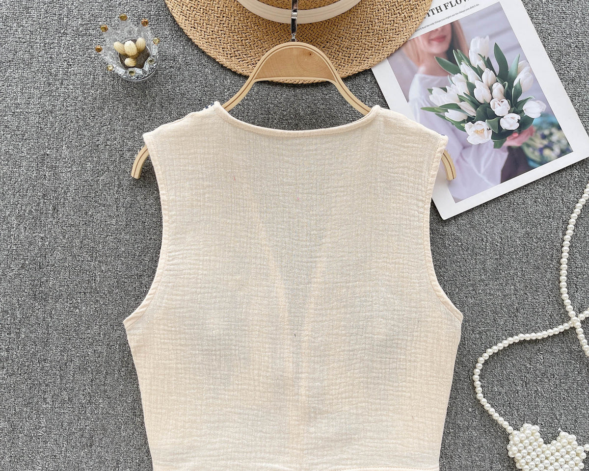 Etnik Tarz Nakışsız Yelek