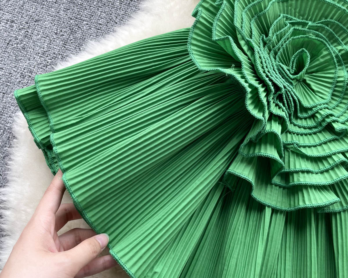 3D Çiçekli Plise Volanlı Korse