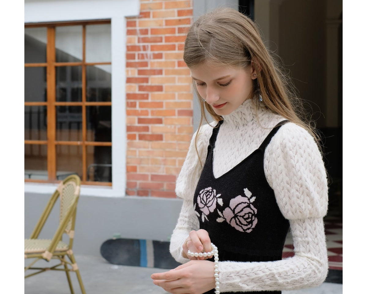 Dantel Üst ve Jakarlı Elbise 2 Parça