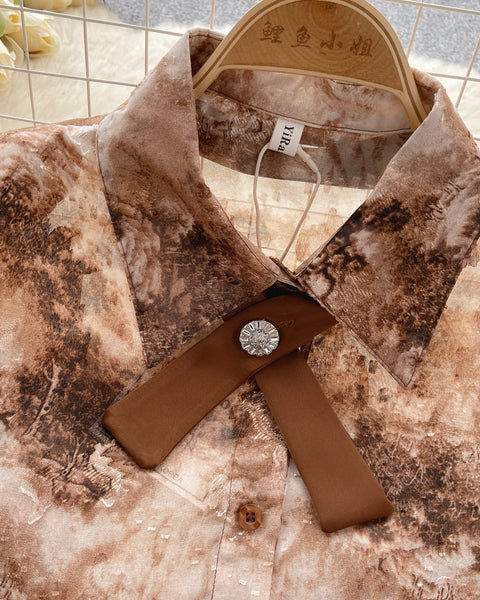 Vintage Kabartmalı Kol Tie-dye Gömlek