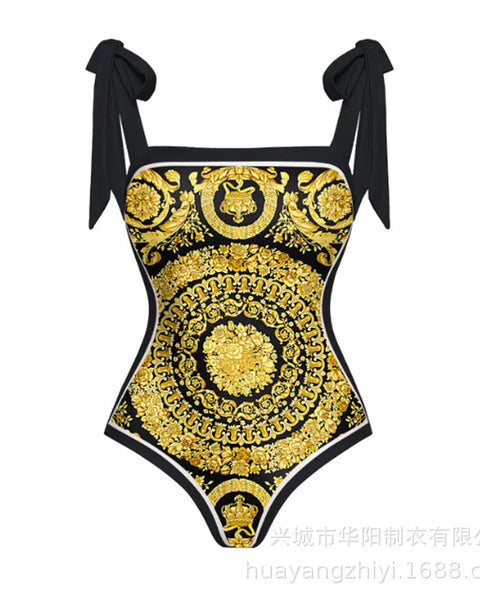 Fransız Tarzı Baskılı Tek Parça Mayo&Etek 2 Parça