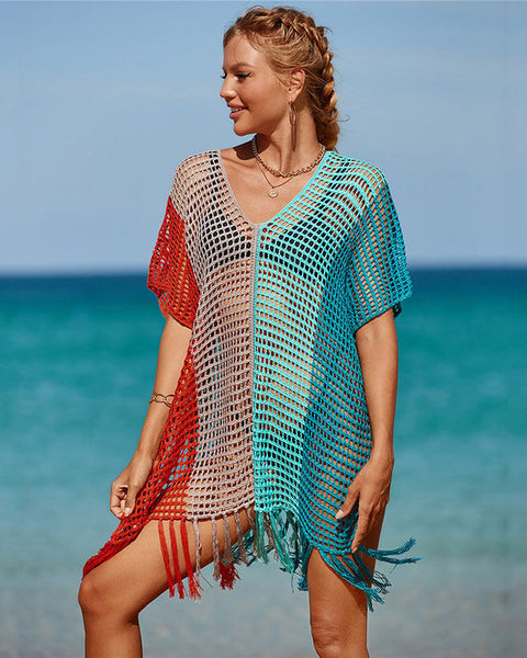 Bellachicha  Şık Örgü Renkli Plaj Bluzu