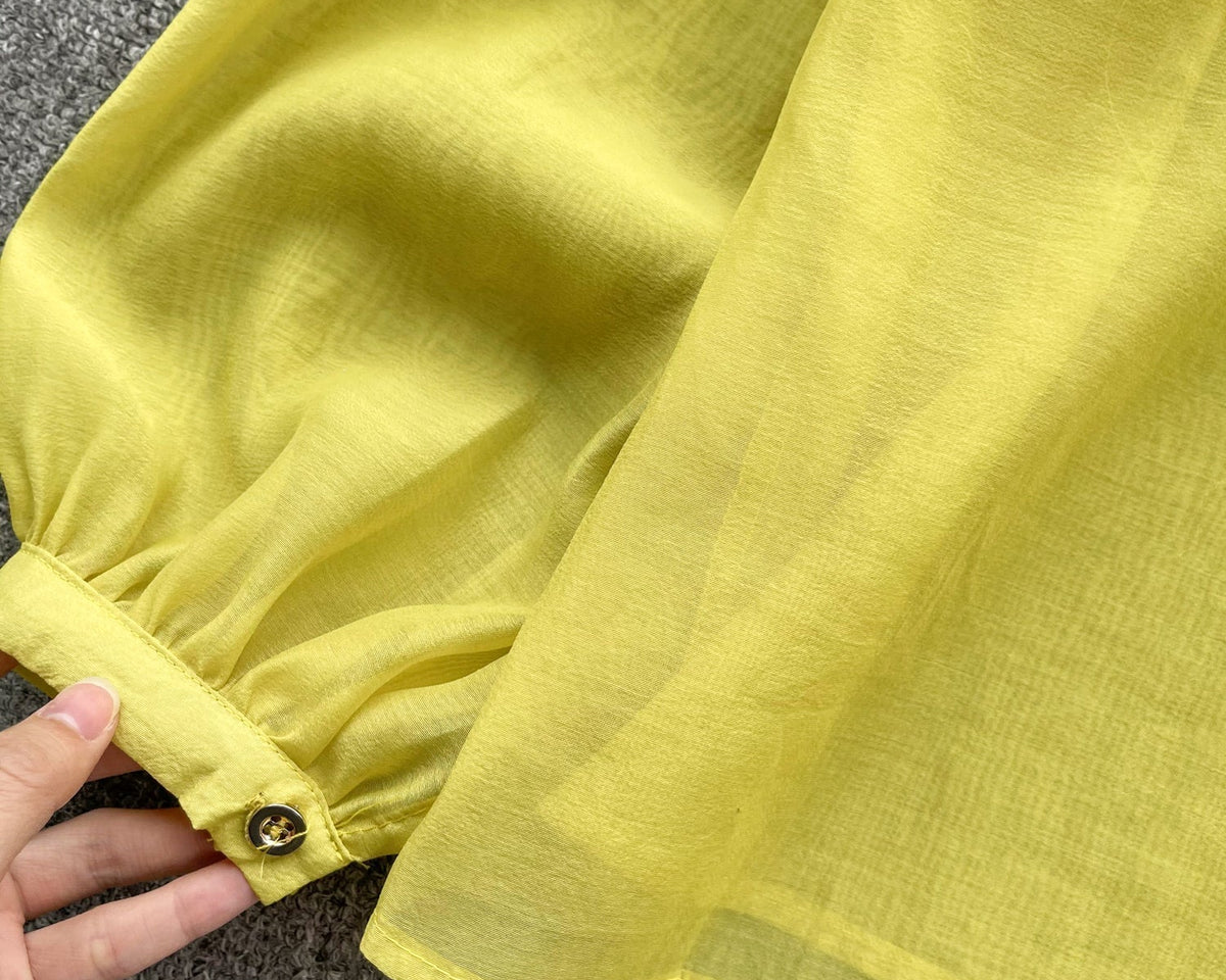 3D Çiçekli Kabartmalı Kol Gömlek