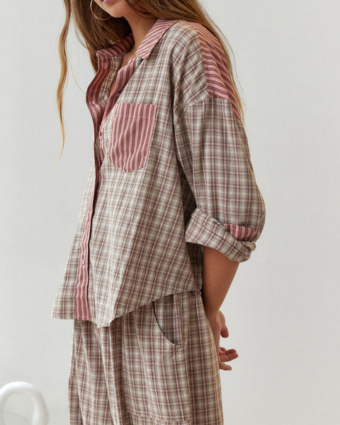 Clara | Bol pembe şerit pijama seti