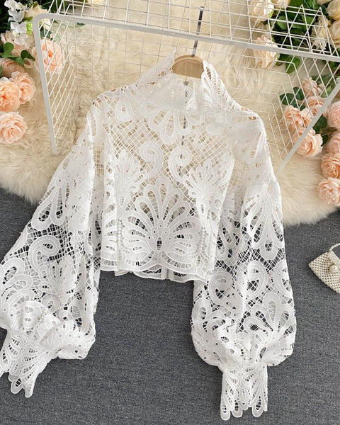 Dantel Boşluklu Sonbahar Her Şeye Uygun Bluz