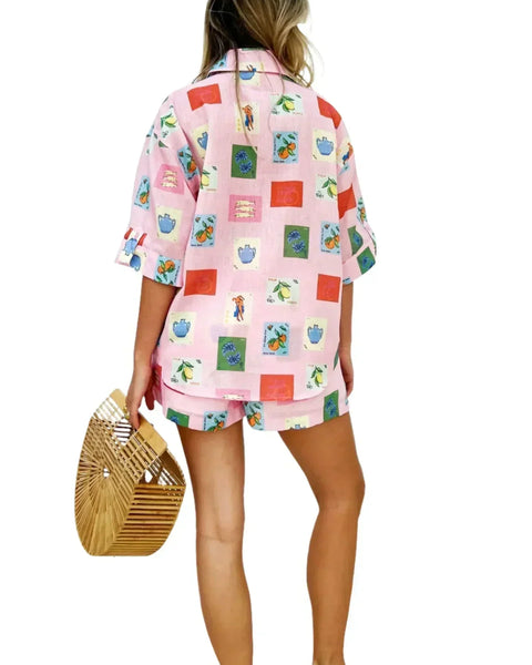 Annabel | Kısa Elbise - Pembe Damga Baskısı