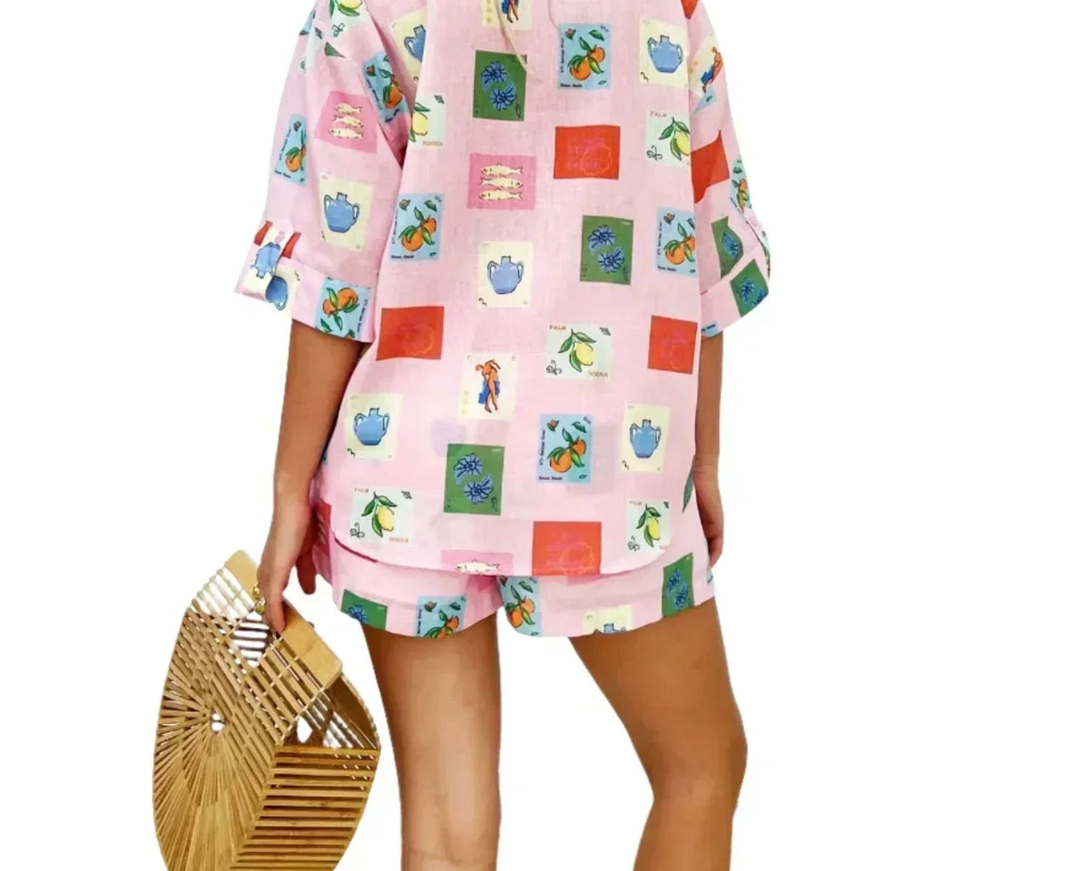 Annabel | Kısa Elbise - Pembe Damga Baskısı