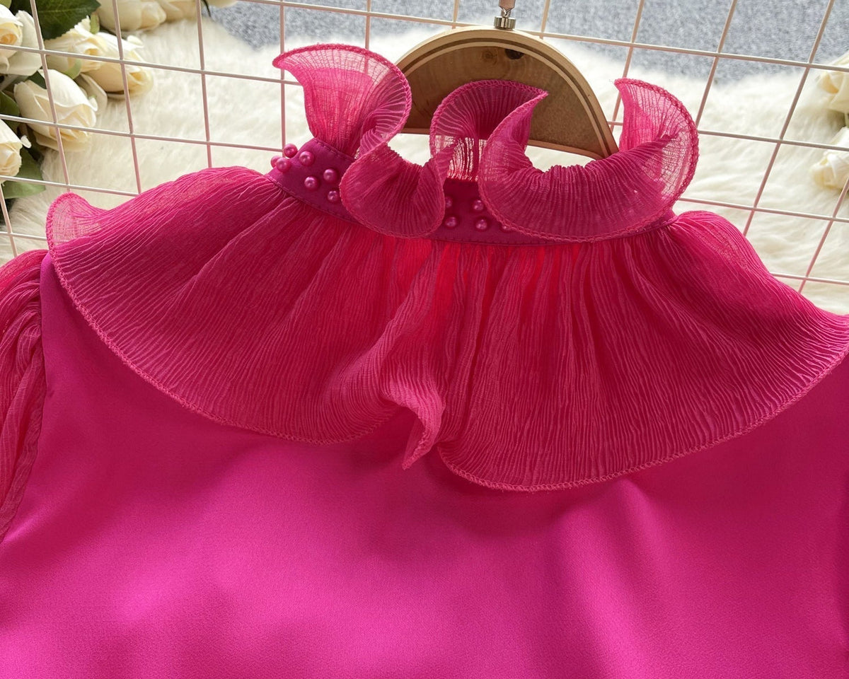 Fransız Tarzı Fırfırlı Şifon Gömlek