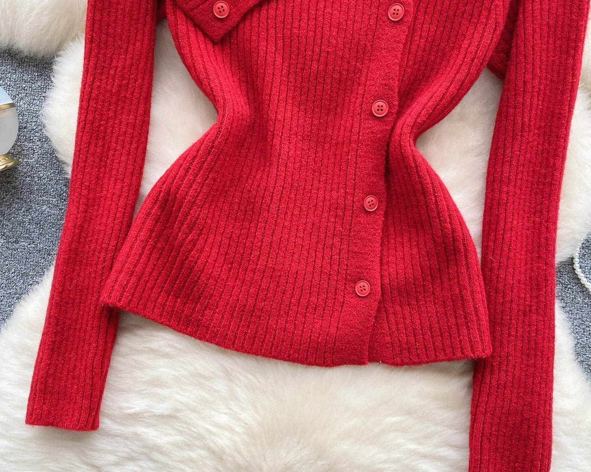 Yaka Detaylı Düz Renk Triko