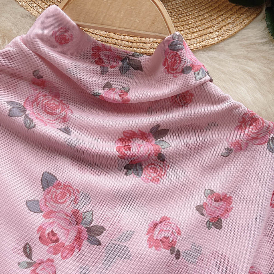 Baskılı Kolsuz Elastik File Üst